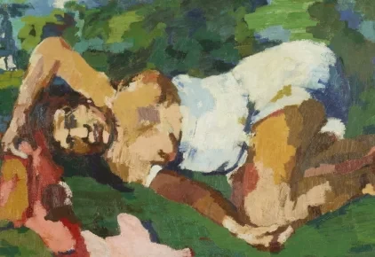 Gemälde von Oskar Kokoschka mit sommerlicher Szene, Beitrag K, Ausschnitt
