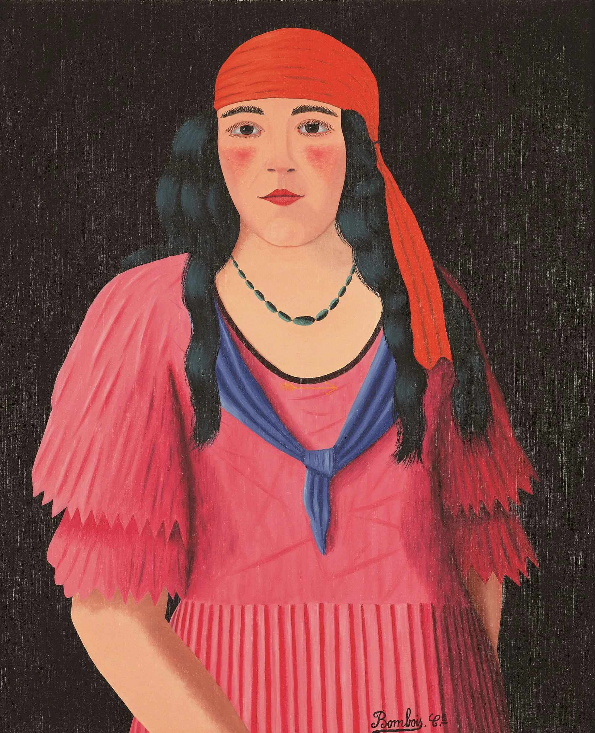 Gemälde einer Frau im Stil der Moderne mit rotem Kopftuch und rosa Kleid – beitrag-archiv-welche-moderne