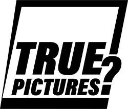 Logo mit Schriftzug TRUE PICTURES? in Schwarz-Weiß