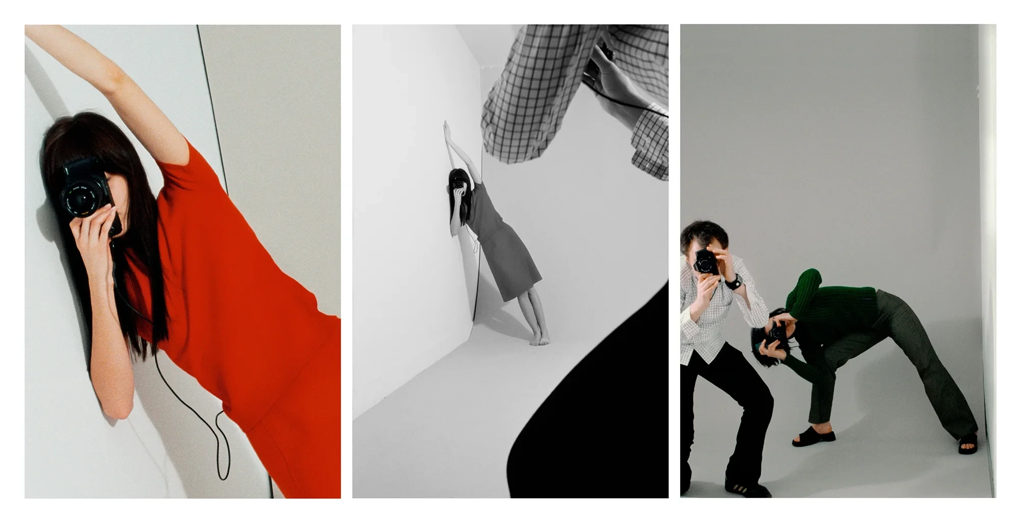 Collage mit Fotografen und Models im Studio – beitrag archiviert kleine Geschichten der Fotografie