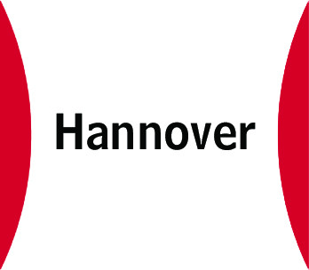 Logo mit Schriftzug Hannover und roten Elementen