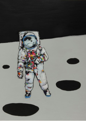 Gemälde eines Astronauten auf dem Mond von Mahler Klein