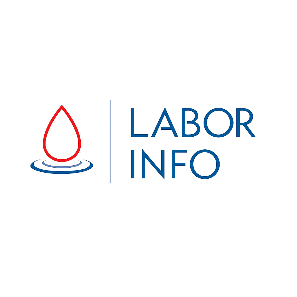 Logo von Labor Info mit rotem Wassertropfen und blauer Schrift