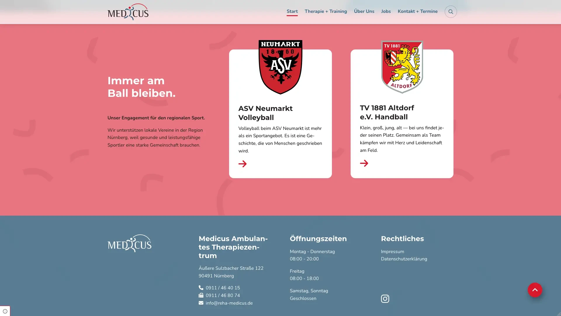 Medicus Ambulantes Therapiezentrum Engagement fcr regionale Sportvereine ASV Neumarkt Volleyball und TV 1881 Altdorf e.V. Handball