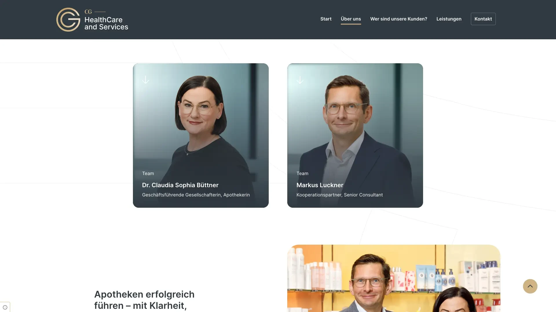 Teamfoto von Dr. Claudia Sophia Büttner und Markus Luckner bei CG Healthcare