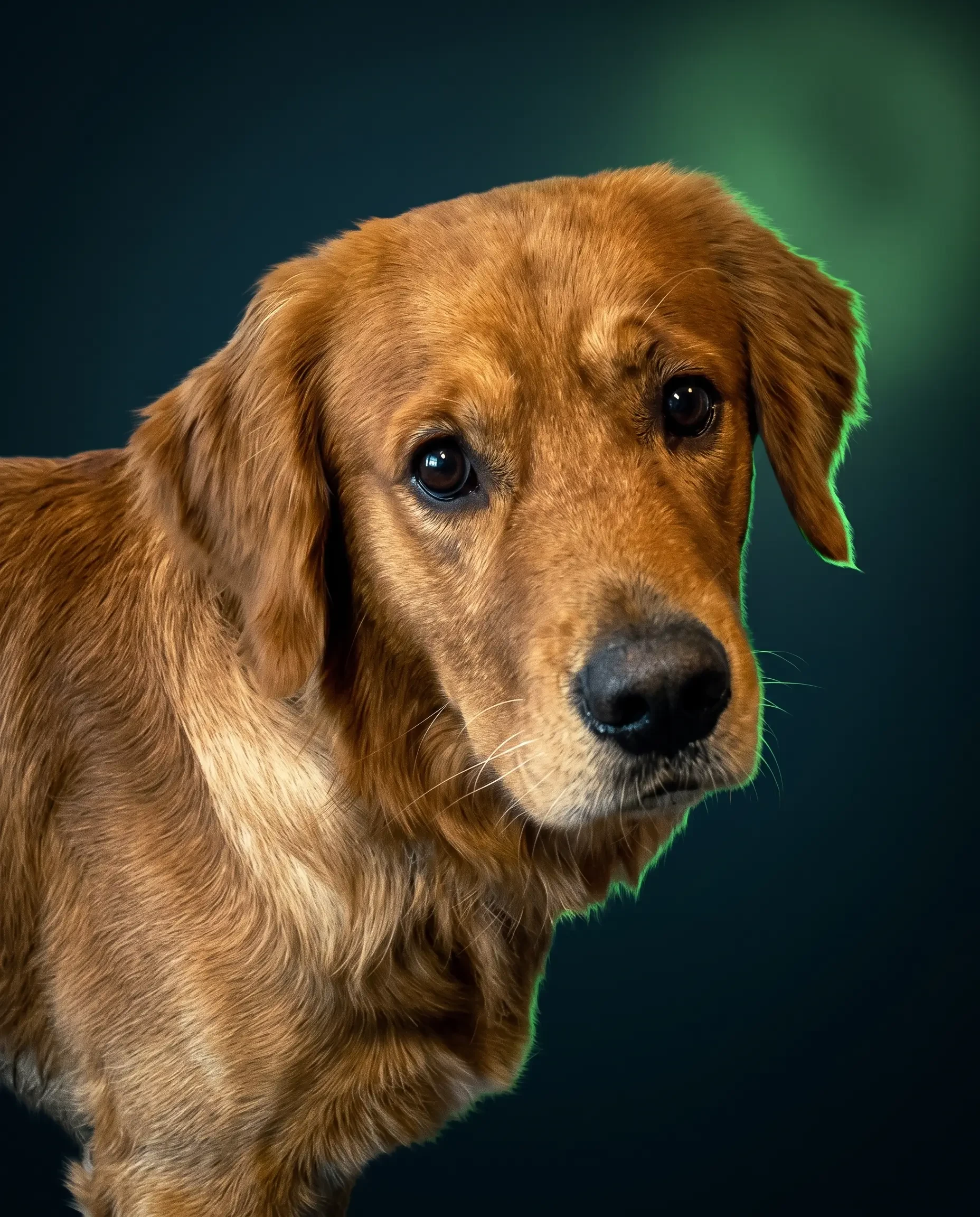 Porträt eines braunen Hundes vor dunklem Hintergrund, gemini-generated-image-pz788bpz788bpz78