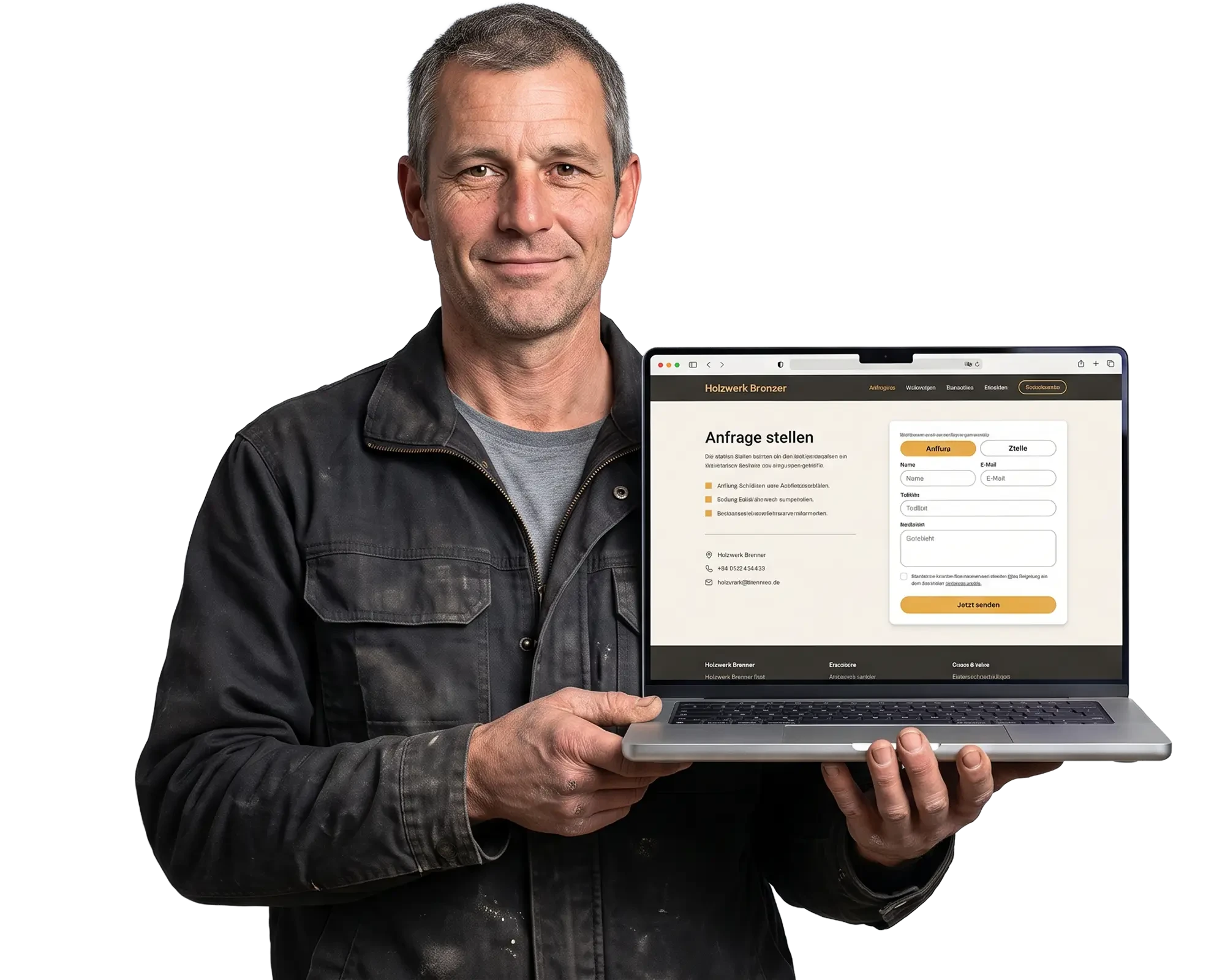 Handwerker hält Laptop mit Anfrageformular – hero-handwerk-0.webp (KI-generiert)