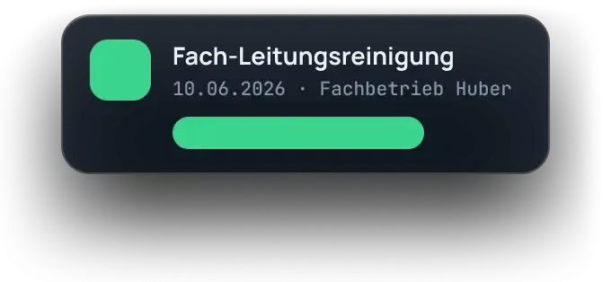 Fach-Leitungsreinigung am 10.06.2026 durch Fachbetrieb – Fortschrittsanzeige