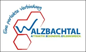 Logo Walzbachtal mit Schriftzug 'Attraktiv. Besonders. Erlebenswert.' und grafischen Elementen