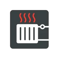 Icon einer Heizung mit roten Wärmewellen