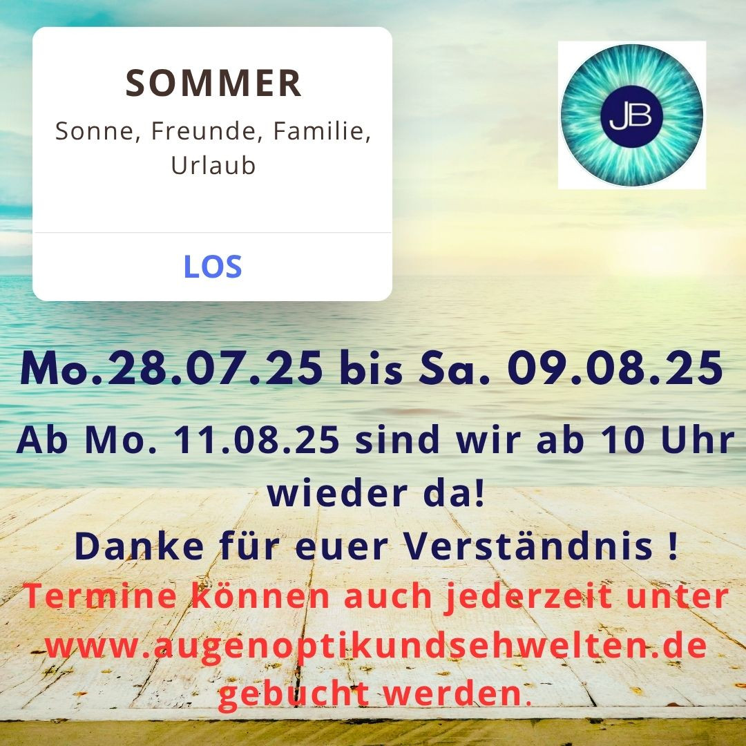 Sommerurlaub Ankündigung Augenoptik und Sehwelt
