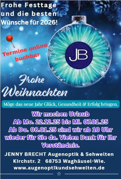 Frohe Weihnachten 2025-2026, Urlaubsankündigung und Online-Termine, Glückwünsche zum neuen Jahr