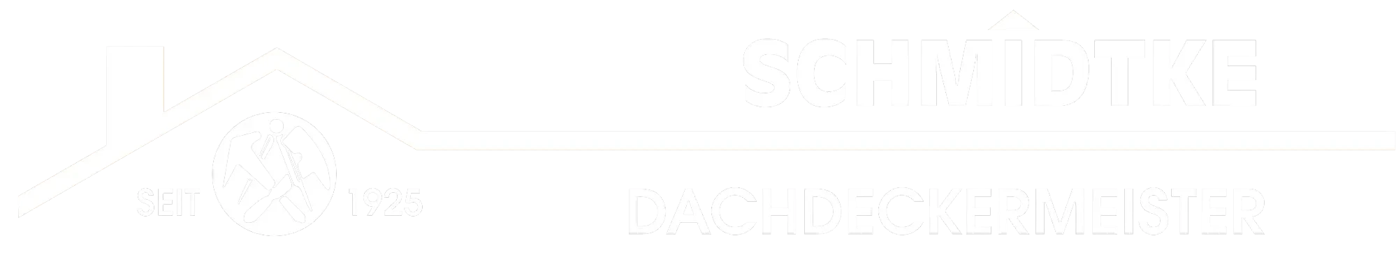 Weißes Logo von M. Schmid Dachdecker auf schwarzem Hintergrund
