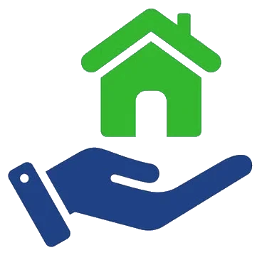 Icon Haus und Hand – Symbol für Immobilien, Hausverwaltung oder Hausversicherung