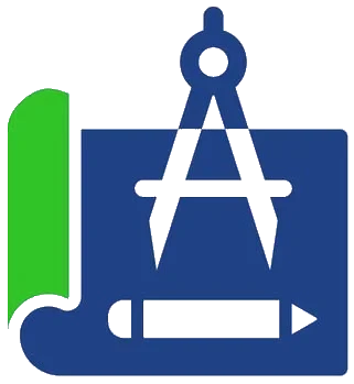 Icon für Planung mit Zirkel und Bauplan