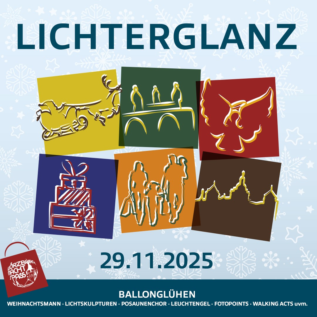 Plakat zur Veranstaltung Lichterglanz am 29. November 2025 mit Weihnachtsmotiven und Ballonglühen