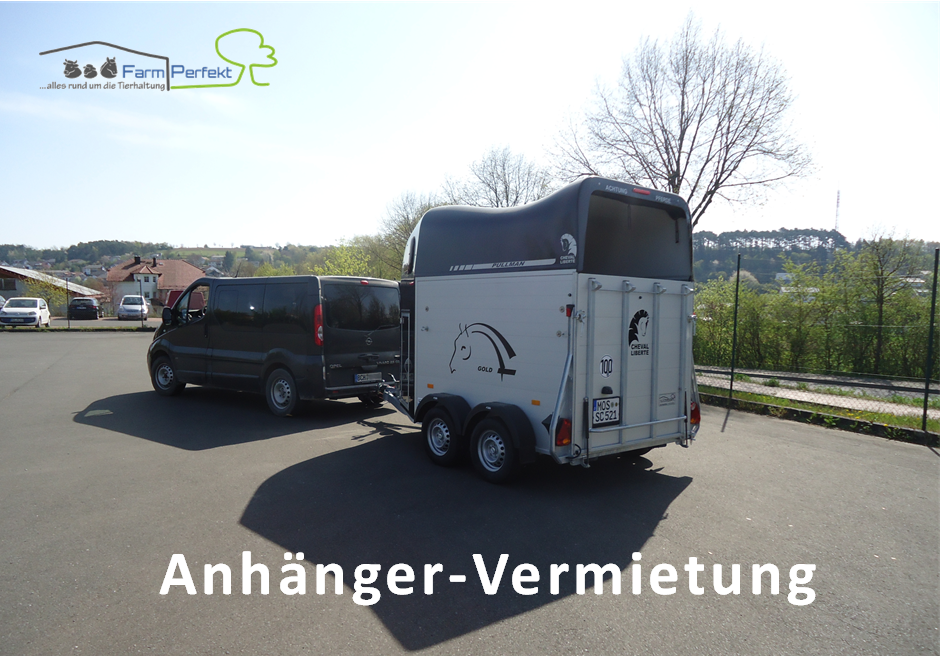 Cheval Liberté Gold 2, Leihanhänger, Mietanhänger, Anhängervermietung, Anhängerverleih, FarmPerfekt Buchen, 2er Pferdeanhänger, Pullman2 Komfort-Fahrwerk, Rampe-/Tür-System serienmäßig, sicher unterwegs, sicher ans Ziel