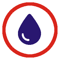 Trinkwasser Symbol – Wassertropfen-Icon für sauberes Wasser Symbol für Trinkwasser: Blaue Wassertropfen-Ikone mit rotem Kreis