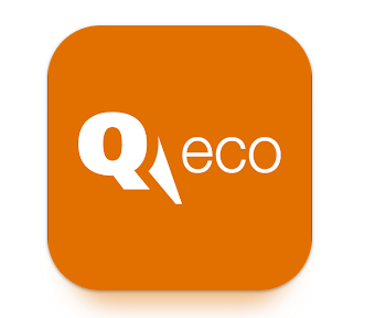 Logo von Q eco auf orangefarbenem Hintergrund, Screenshot vom 17.09.2026