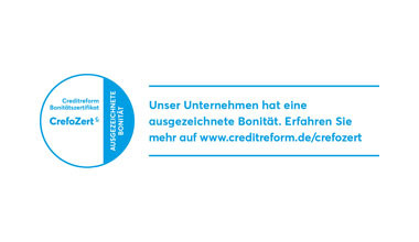 CrefoZert Logo – Auszeichnung für ausgezeichnete Bonität von Creditreform