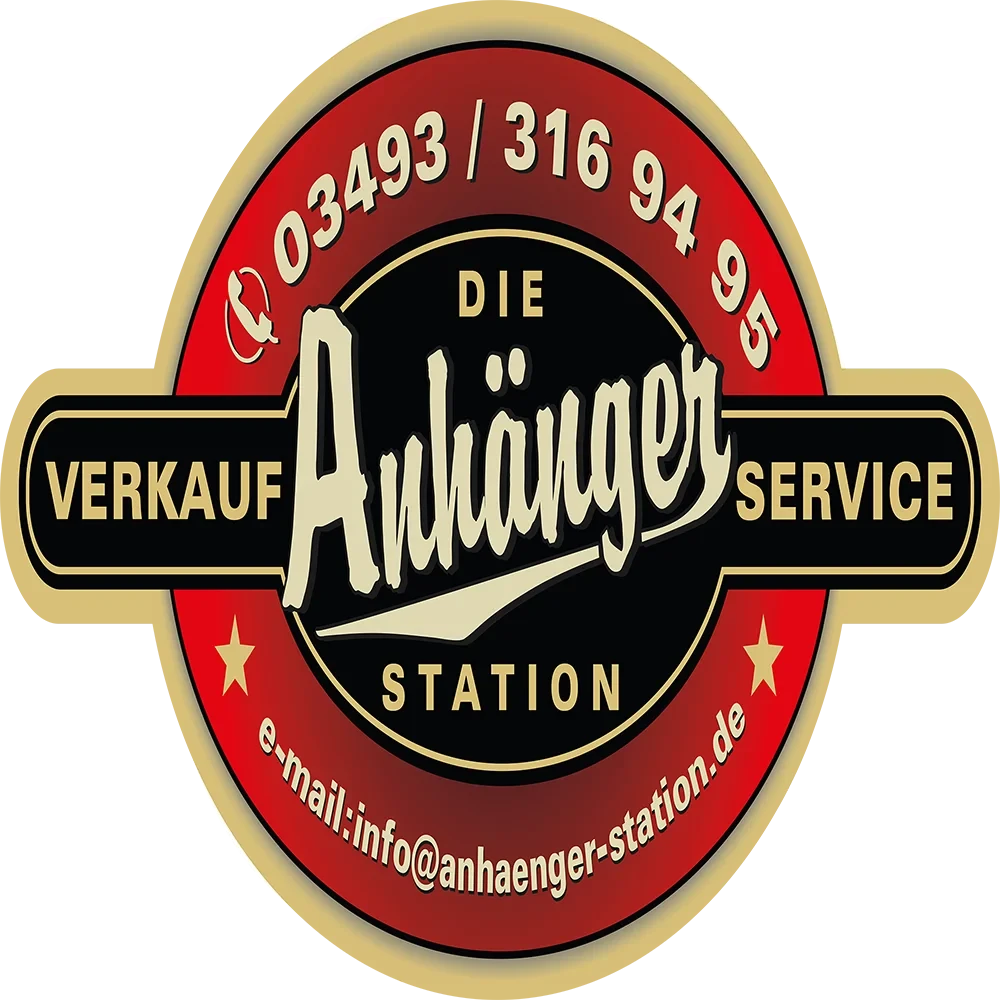 Logo der Anhänger Station mit Kontaktinformationen, Verkauf und Service