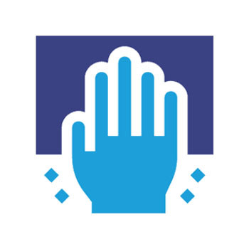 Icon04 MSI Symbol: Illustration einer blauen Hand vor einem lila Hintergrund