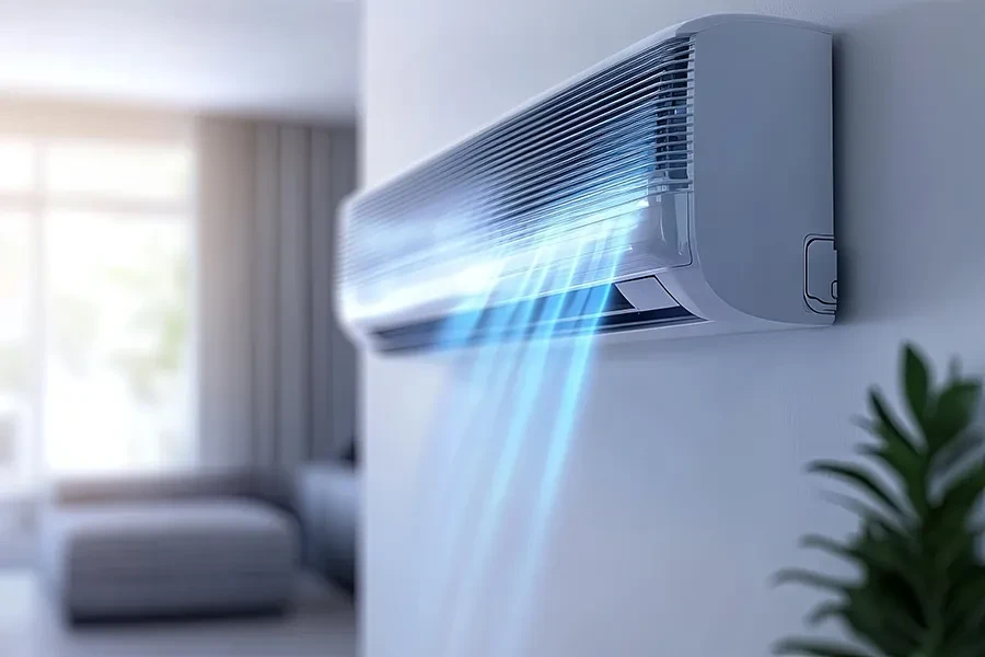 teaser klima – effiziente Klimaanlage für angenehmes Raumklima teaser klima moderne Klimaanlage an der Wand kühlt Raum