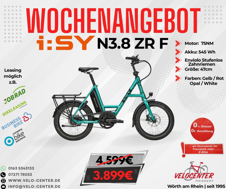 Wochenangebot i:SY N3.8 ZR F E-Bike Sonderangebot mit technischen Details und reduziertem Preis im Velo Center Hessen