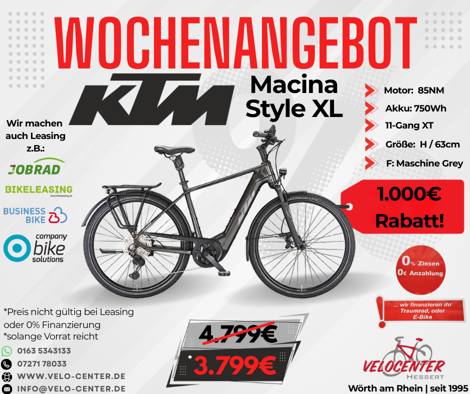 Wochenangebot KTM Macina Style XL E-Bike mit 1.000 Euro Rabatt im Velo Center Hessen