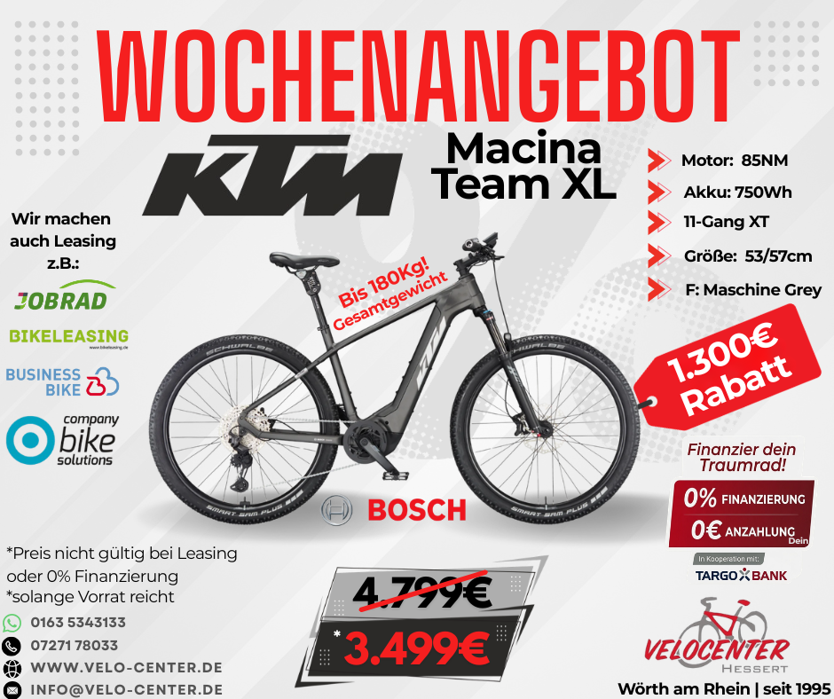 Wochenangebot KTM Macina Team XL E-Bike mit Bosch Motor und 1.300 Euro Rabatt