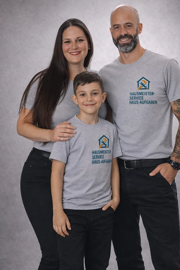 Familienfoto mit Hausmeister-Service Haus-Aufgaben T-Shirts