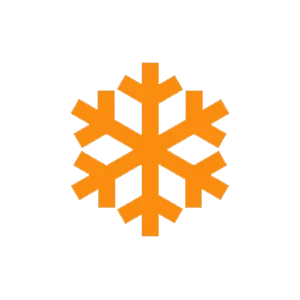 Icon Winter: orange Schneeflocke als Winter-Symbol auf schwarzem Hintergrund
