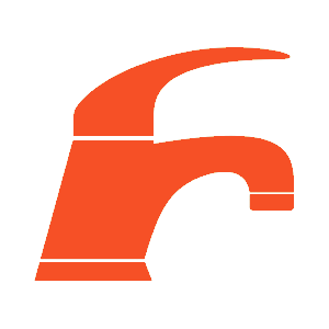 Icon Wasserhahn in orange als Symbol fr Sanitar oder Wasserinstallation