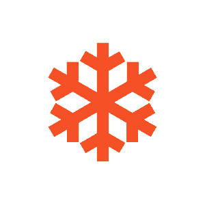Icon Schneeflocke in orange auf schwarzem Hintergrund