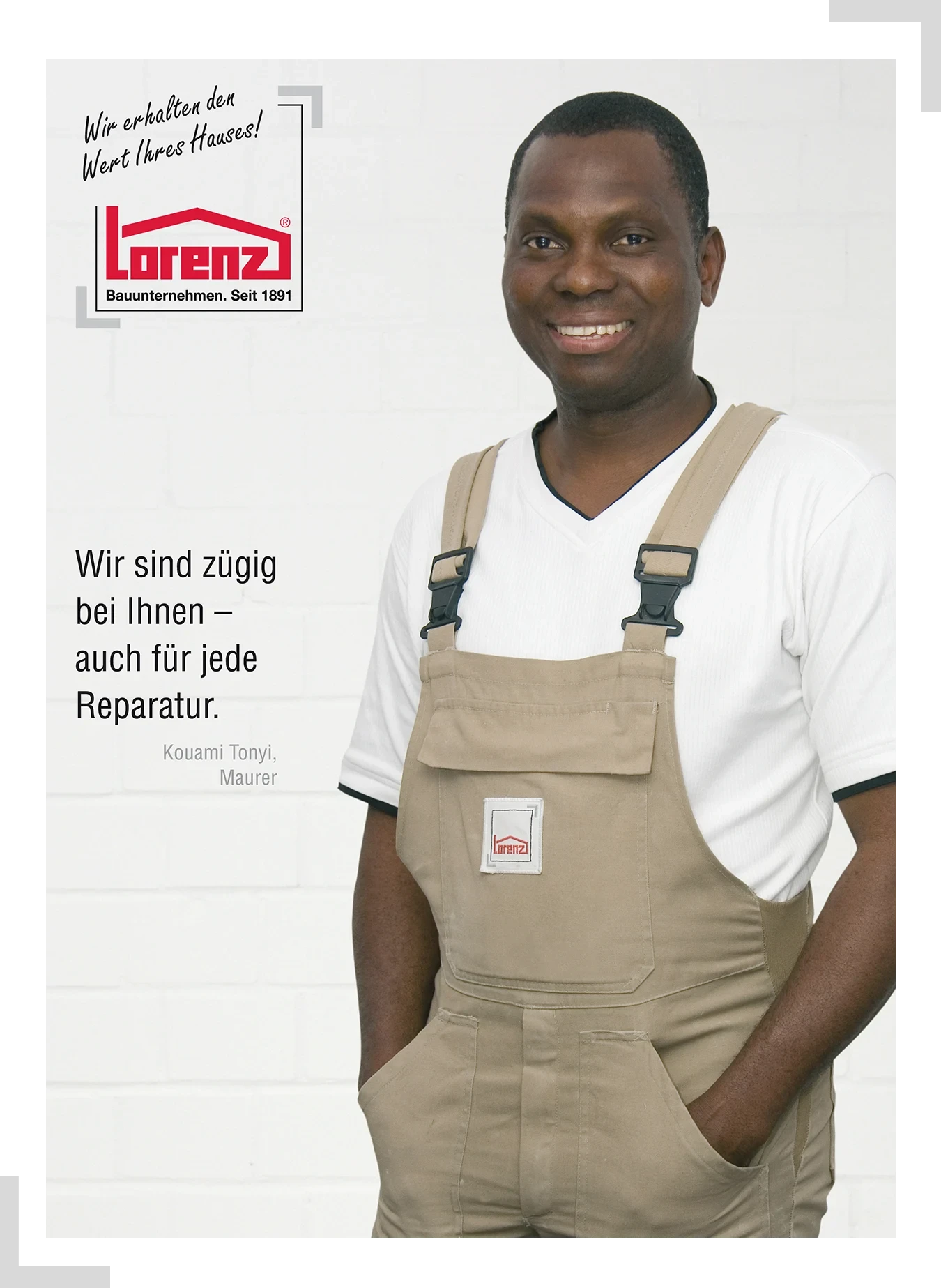 Maurer Kouami Tonyi vom Bauunternehmen Lorenz bei der Baureparaturservice-Arbeit