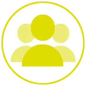 Team Symbol in Gelb – Icon für Teamarbeit und Zusammenarbeit