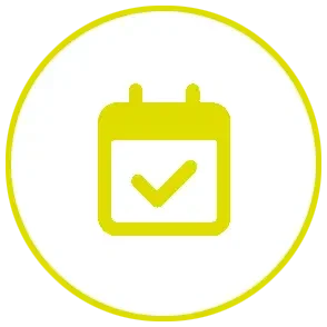 Symbol für Terminvereinbarung mit Kalender und Häkchen