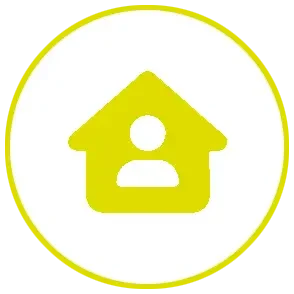 Symbol eines Hauses mit einer Person, Icon fcr Zuhause oder Wohnsitz