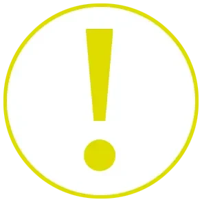 Hinweis Symbol mit gelbem Ausrufezeichen in einem Kreis