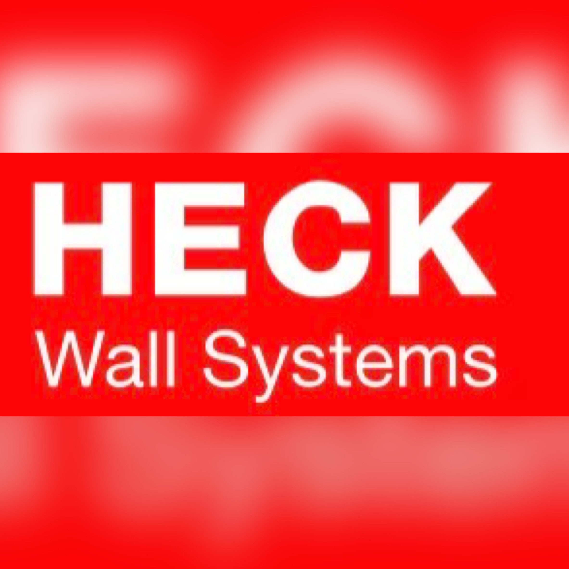 Logo von HECK Wall Systems auf rotem Hintergrund