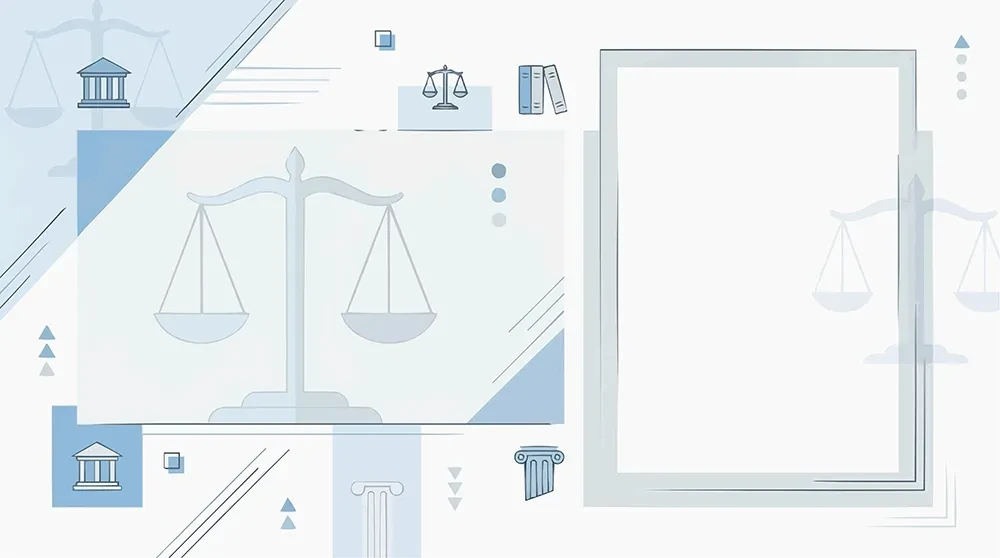 Illustration zum Betreuungsrecht mit Waage, Gesetzbüchern und Justizsymbolen