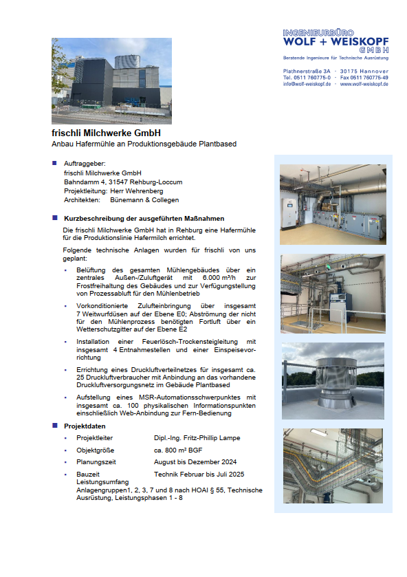 frischli Milchwerke GmbH – Neubau Hafermühle in Rehburg, Produktionsgebäude Plantbased, 2025 frischli Milchwerke GmbH Neubau Hafermühle Rehburg Produktionsgebäude Plantbased 2025