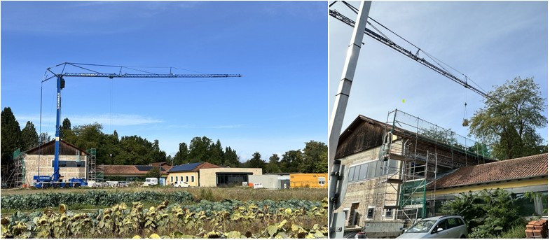 IRS Kraneinsatz für Abluftgerät am 24.10.2025 auf einer Baustelle mit Kran und Gebäuden