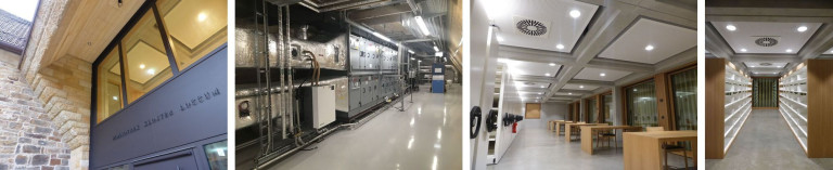 Technikraum mit moderner Lüftungsanlage – 4 Bilder horizontal Technikraum mit Lüftungsanlage und modernen Industrieanlagen, 4 Bilder horizontal angeordnet