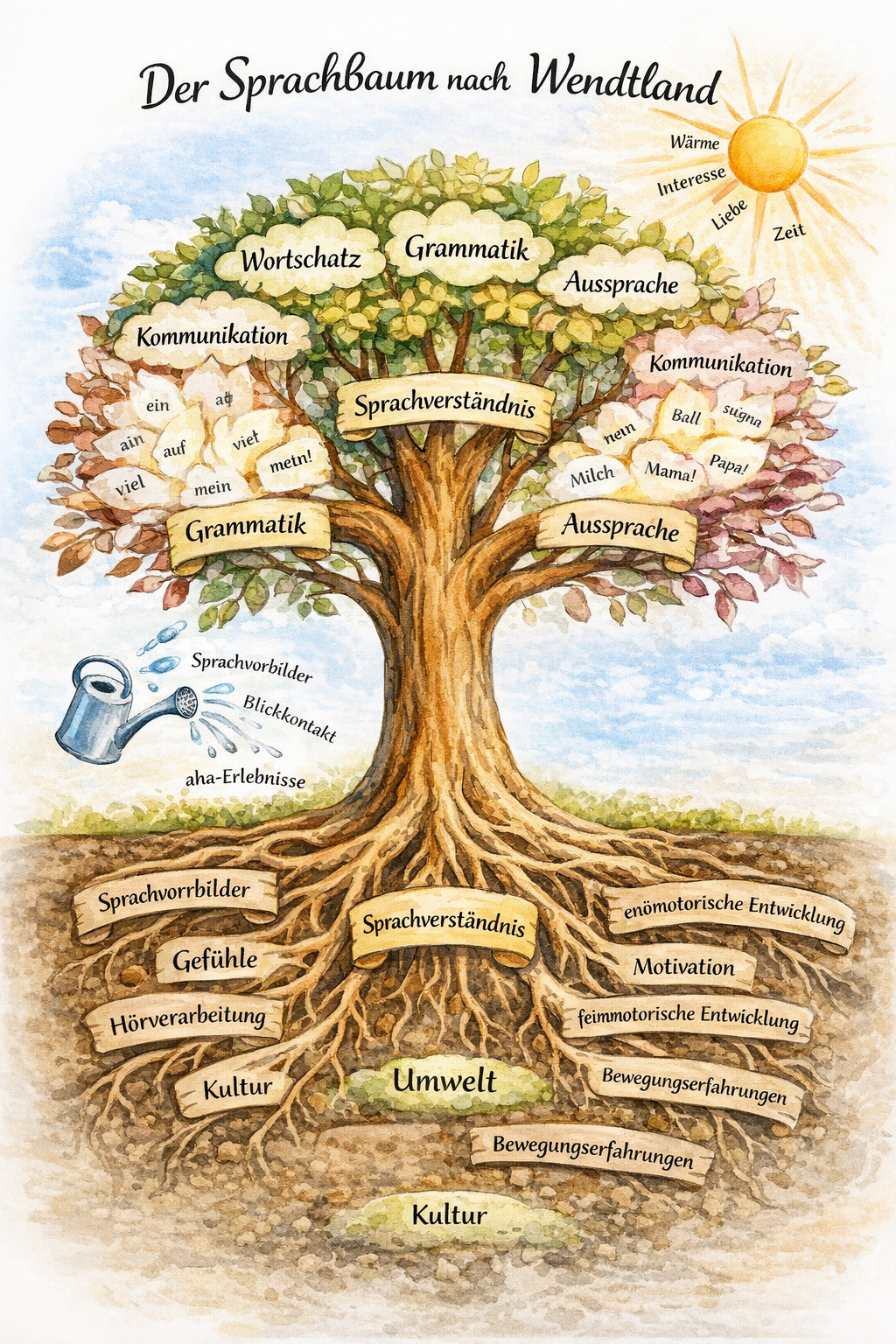 Sprachbaum nach Wendland zur Veranschaulichung von Sprachentwicklung und Sprachverständnis
