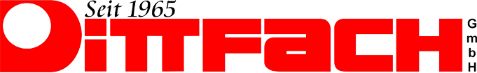 Logo von Dittfach in roten und schwarzen Farben