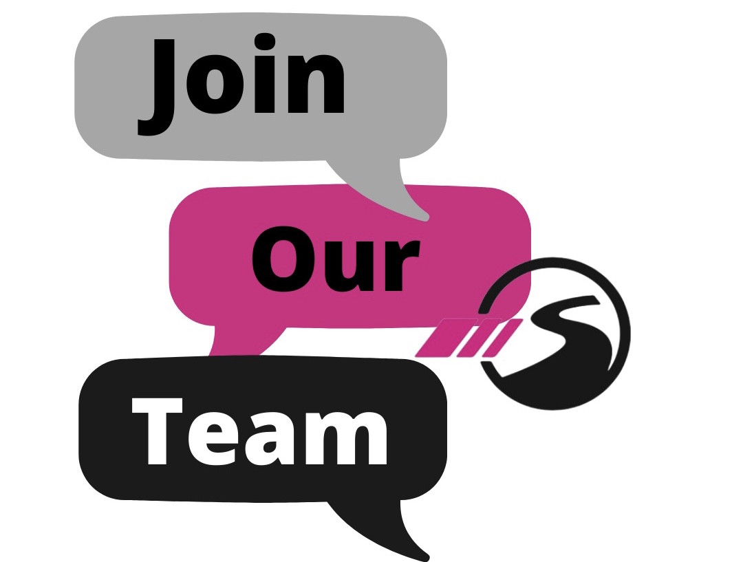 Join our team Grafik mit S-Logo und Sprechblasen in verschiedenen Farben