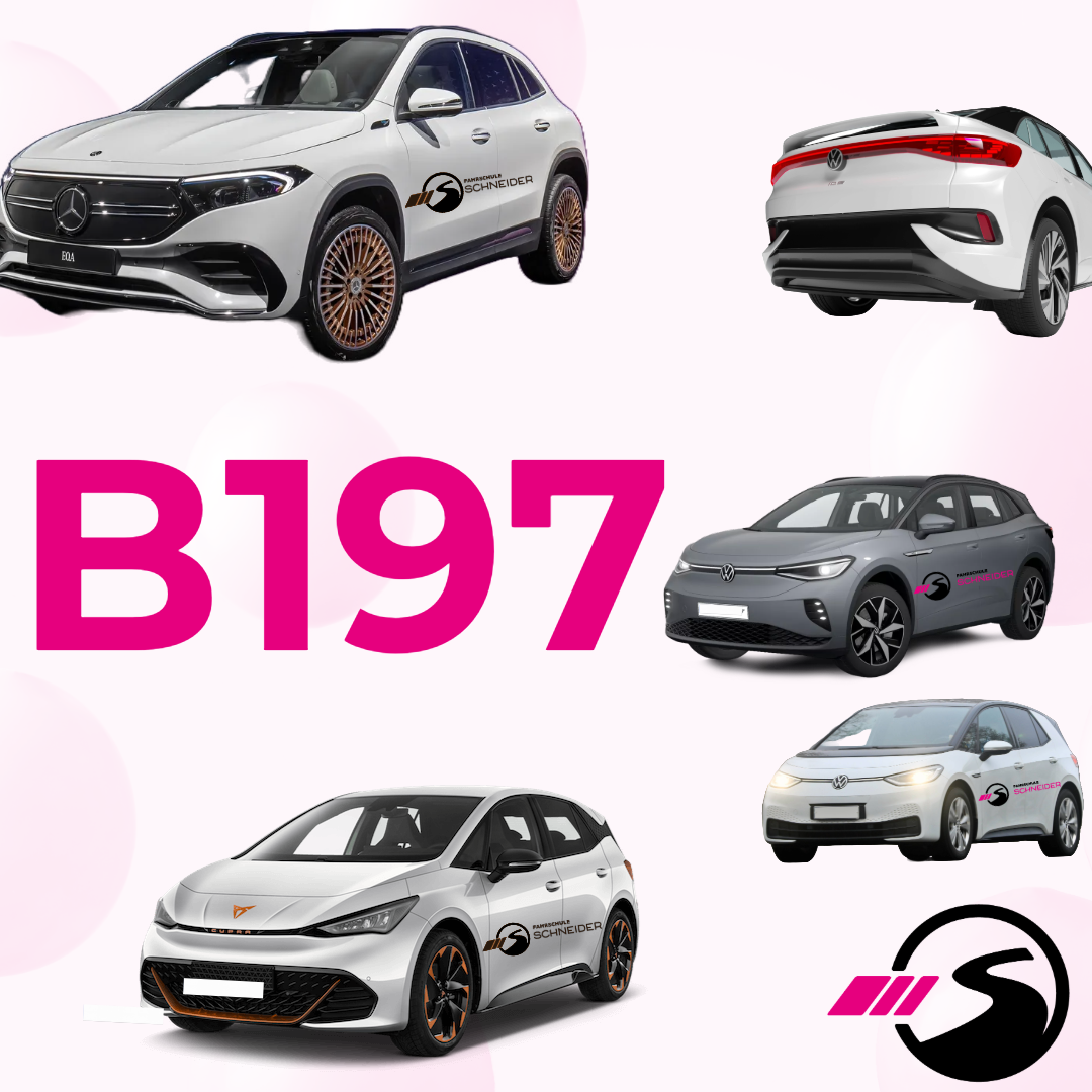 B197 Fahrerschulung mit Mercedes, VW und Cupra Elektroautos bei Fahrschule Schneider
