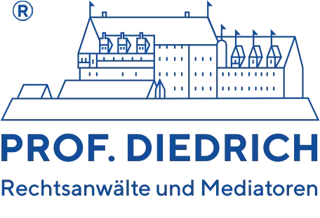 Logo der Kanzlei Prof. Diedrich Rechtsanwälte und Mediatoren in Blau, 2026 Logo blau Prof. Diedrich Rechtsanwälte und Mediatoren 2026