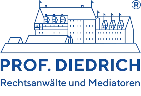 Logo der Kanzlei Prof. Diedrich Rechtsanwälte und Mediatoren in Blau, Version 2026 Logo blau Prof. Diedrich Rechtsanwälte und Mediatoren 2026